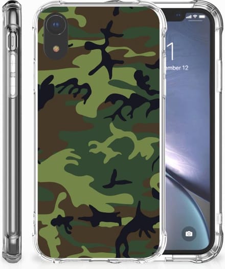 Apple iPhone Xr Doorzichtige Silicone Hoesje Army Dark