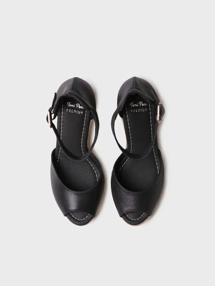 Dames espadrille van leer met hoge hak en sleehak | OTILE