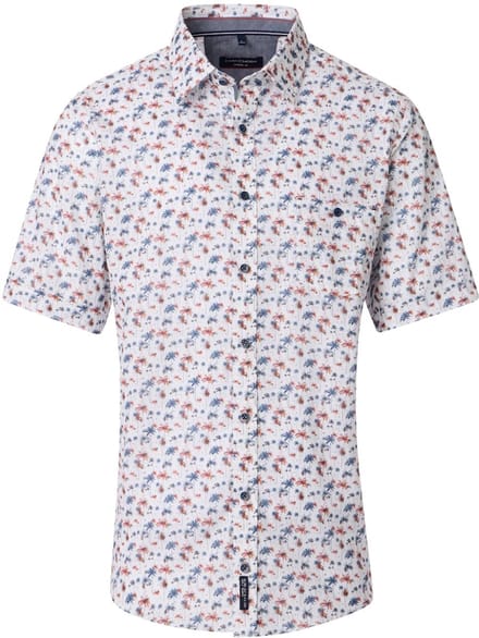 Casa Moda Casual Overhemd Korte Mouw Met Palmboom Motief - XL