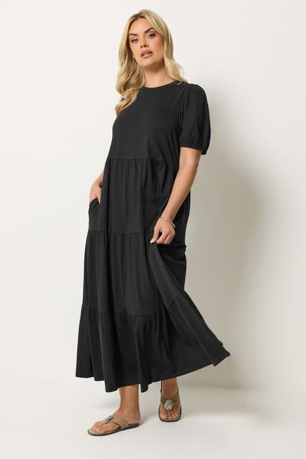 Yours Zwarte Jurk Met Pofmouwen Size 44