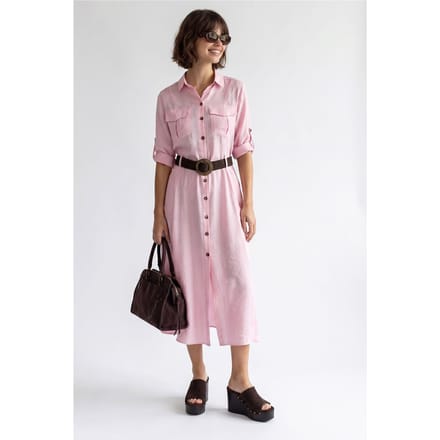 Geveste Midi Overhemdjurk