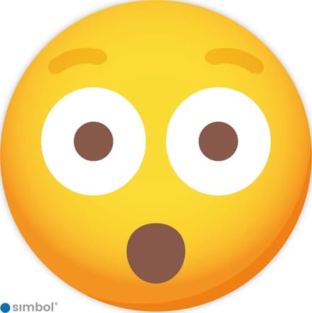 Simbol Sticker Emoticon Verbaasd - Verbaasde Smiley voor Kliko - ø 30 cm