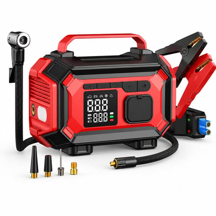 Jumpstarter 8000A met Luchtcompressor 150 PSI - Accustarter 26800mAh 12V - Rood