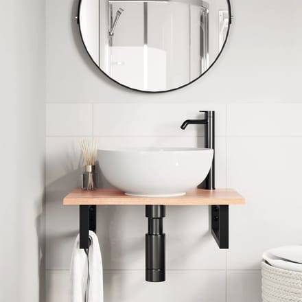 vidaXL - Badkamer - wandschap - staal - en - massief - eikenhout
