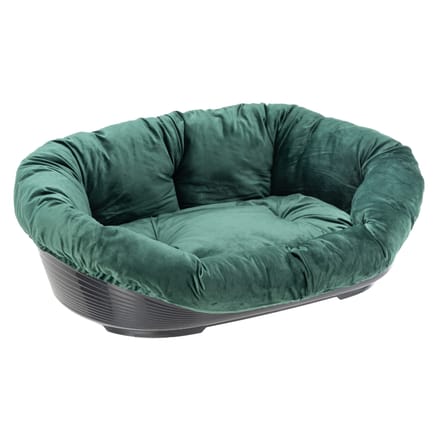 Ferplast Hondenmand Siesta Deluxe Zwart met Bekleding Sofà Fluweel Groen - Set maat 8: mand + deksel + pootjes