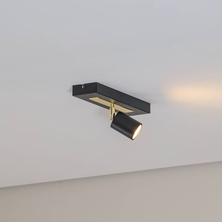 Luminex Plafondspot Rodez, zwart/goud, lengte 30 cm, staal