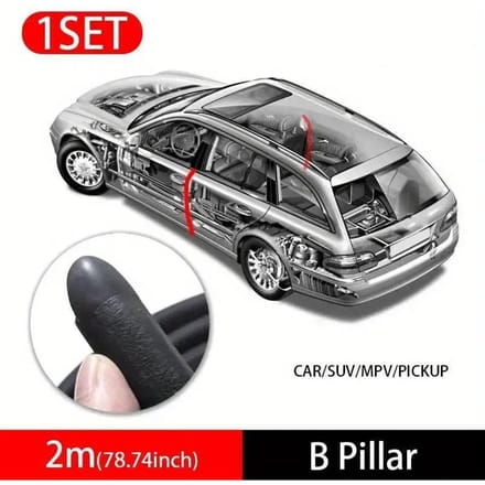 Autodeurrand Weerstrip 2 Stuks Auto Afdichtstrips B-Stijl Geluid Winddichte Bescherming Auto Afdichtmiddel Accessoires EPDM gray