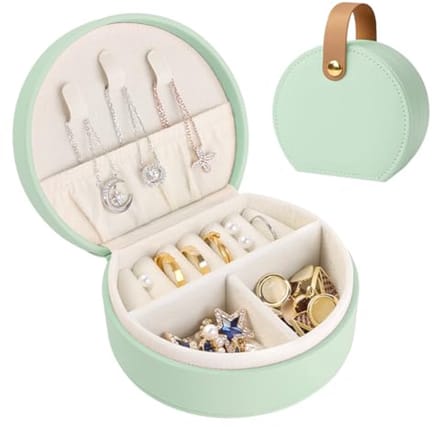 Mini Sieradenbox voor Vrouwen - Reis Sieraden Organiser - PU Leren Sieraden Geschenkdoos - Heldergroen