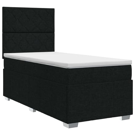 vidaXL - Boxspringbed - met - matras - met - hoofdeinde - Zwart - 100 - x - 200 - cm - Stof