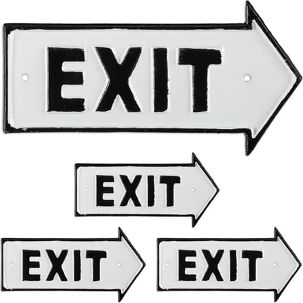 4x wandbord exit - metaal - decoratie - pijl - gietijzer - uitgangsbord