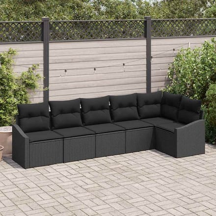 vidaXL Bankstel 6 st Zwart poly rattan