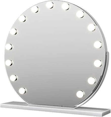 Make-up Spiegel - Verlichte Spiegel Tafelspiegel - Dagelijkse Make-up - 3 Kleuren Licht - 50 cm Diameter - Wit