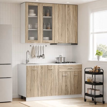 vidaXL - Keukenblok - LYON - 4 - st - Sonoma - Eiken - Bewerkt - hout