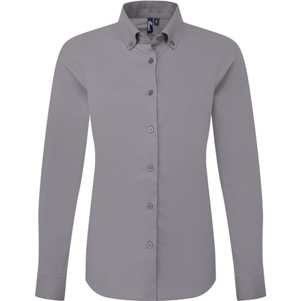 Premier Dames Supreme Oxford Langsleeve Shirt (Staalgrijs)