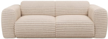 Vente-unique Driezitsbank in beige ribfluweel met brede ribbels - POGNI van Maison Céphy