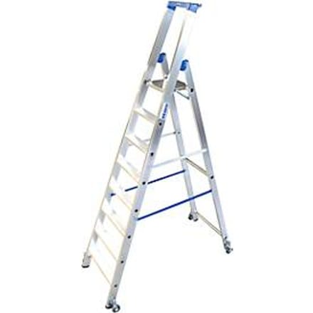 Aluminium trapladder, verrijdbaar, 8 treden