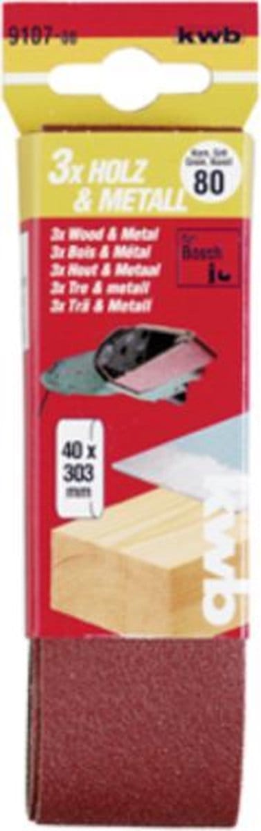 kwb L-PATH 200KA-ELS-FS 910710 Schuurbandset Korrelgrootte (num) 100 (l x b) 303 mm x 40 mm 3 stuk(s)