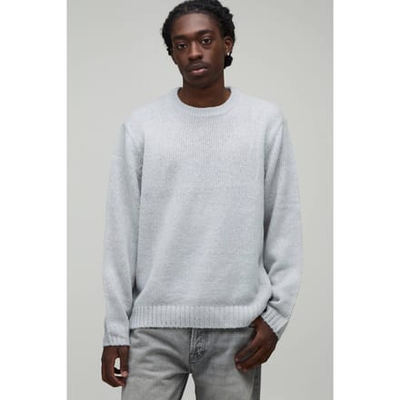 Gebreide Trui Met Geborstelde Textuur En Relaxed Fit | Light Grey | Size Medium