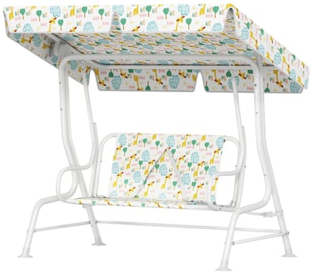 Witte Hollywoodschommel voor kinderen – stalen 2-persoons frame, belastbaar tot 60 kg