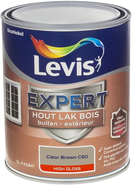 Levis - Expert Hout Lak Buiten High Gloss Mix - Clear Brown C60 - Mengverf - 1 L