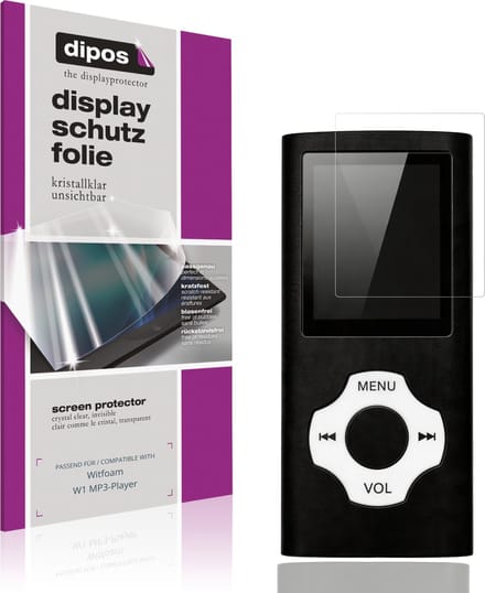 dipos – 4x Beschermfolie geschikt voor Witfoam W1 MP3-Player | Krasbestendige & heldere Screenprotector Ultra-Thin