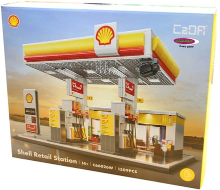 Jamara Constructiespeelgoed - 402857 CaDa Bricks - Diorama Shell Tankstation met Winkel en Wasstraat Bouwstenen set - Jamara