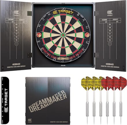 Complete Dartbord Set met Kast en Steel Tip Darts - Spelers Editie