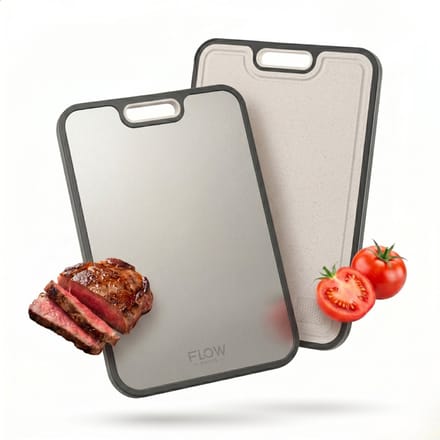 Flow Goods Titanium Snijplank - 100% Titanium - Dubbelzijdig - Snijplanken - PFAS Vrij - Antislip - 38.5 x 26.5 cm