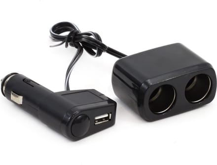 AMiO Verlengstuk Stopcontact SOC1 2+1 USB Universeel Zwart