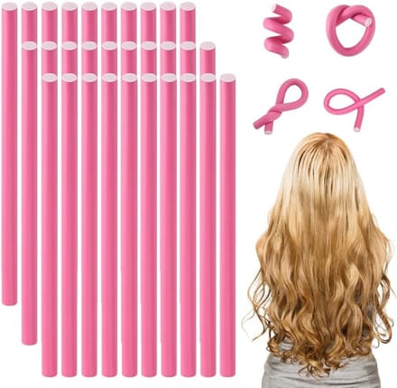 Haarkrulspelden - Flexibele rollers - Haar stylen - Hitteloos - 30 stuks - Roze
