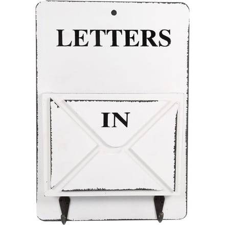 Houten Post Brievenrek Sleutelhouder Wandopslag Creatieve Huisdecoratie met Haak Hanger Wit white