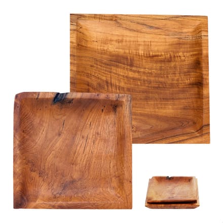 Rico & Plato Dienblad - Set van 2 - Teak - Vierkant - Groot - Houten serveerplank - Borrelplank - Tapas - Kaas - Hapjes - Schaal