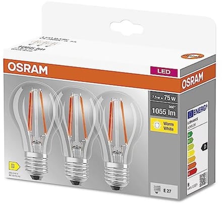 LED Lamp E27 Warm Wit 2700K 7.50W Dimbaar Vervanging voor 75W Gloeilamp Set van 3
