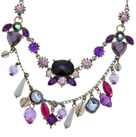 Behave - Paarse Ketting met Hartjes en Steentjes - 37 cm