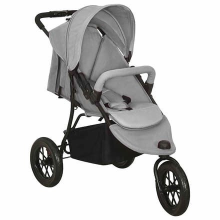 vidaXL - Kinderwagen - staal - lichtgrijs