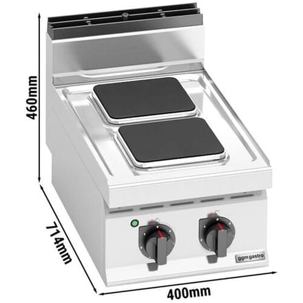 GGM Gastro Elektroherd - 5,2 kW - 2 Platten Eckig Zilver