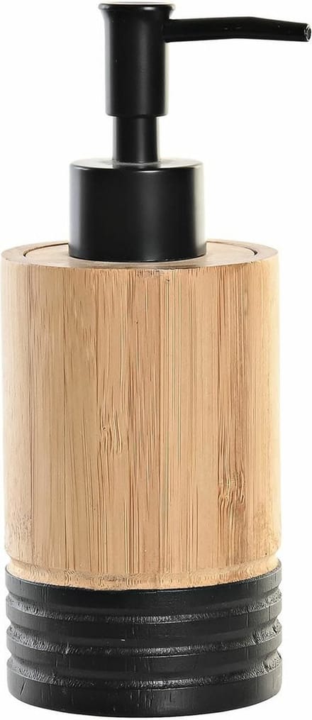 Items Zeeppompje/dispenser - bruin/zwart - bamboe hout - 7 x 17 cm - keuken/badkamer/toilet - lotionpomp