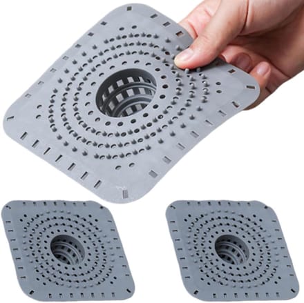Haarfilter Afvoer - Douche Zeef - Verstopping Voorkomen - Flexibel Siliconen - 125 x 125 mm - Grijs