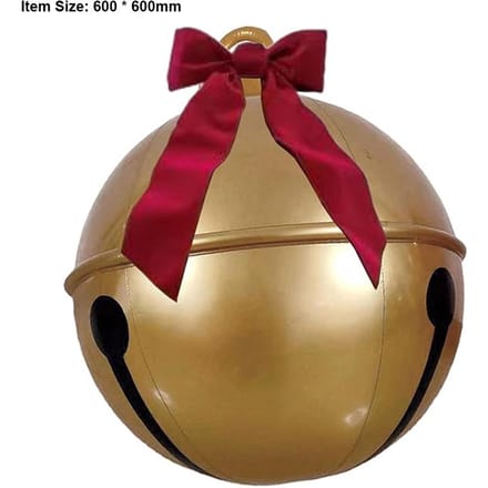 23,6 inch opblaasbare kerstbal PVC grote Jingle Bell boogdecoratie voor buitentuin 600mm rood