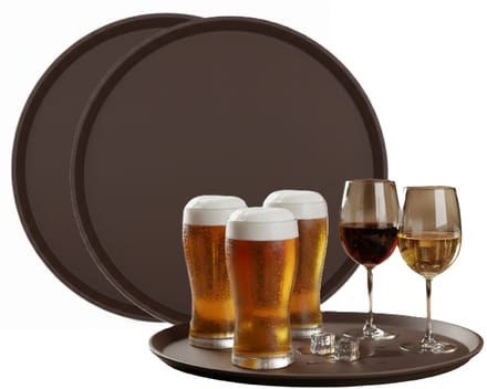 Gerimport Horeca Dienblad - 6x - antislip - bruin - kunststof - D40 cm