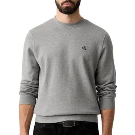 Calvin Klein Long Sleeve Classic 350gsm Terry Monogram Grey Heather Größe: S | Pullover Outlet | Herren | Grau