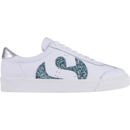 Superga Dames/Dames 2843 Club S Glitter Leren Trainers (Wit-Blauw/Licht)