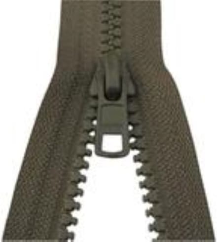 YKK - DUBBEL DEELBARE RITS - LEGER GROEN - 70 CM - BLOKTANDJES.