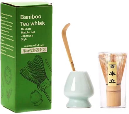 Matcha Set – 3-delig – Bamboe Matcha Starterkit – Matcha Klopper, Lepel & Houder