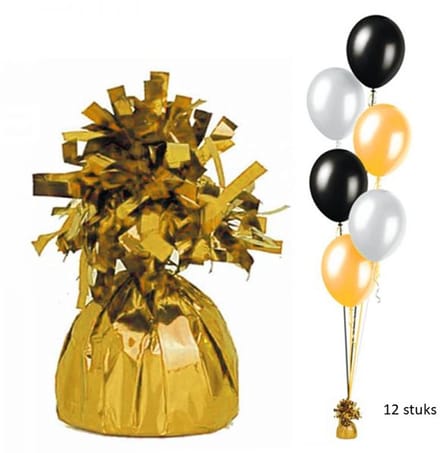 12 stuks Ballon gewicht goud.