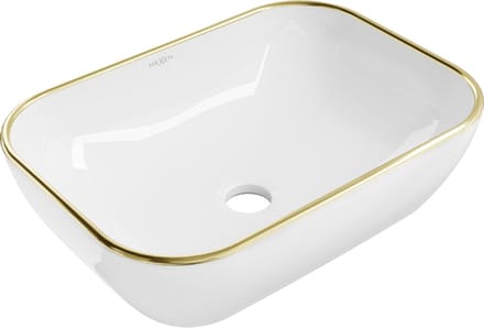 Mexen Rita opzetwastafel 45 x 32 cm, wit/gouden rand - 21084505
