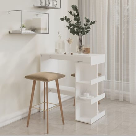 vidaXL - Bartafel - met - opbergrek - 100x50x101,5 - cm - bewerkt - hout - wit