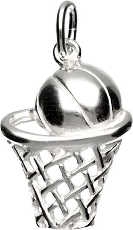 Zilveren Basketbal ketting hanger - in net