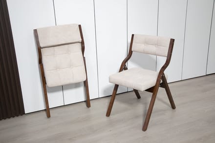 MODFU Klapstoelen - Gestoffeerde Zitting En Rugleuning - Opvouwbaar - Eetkamer - Hout - Crème