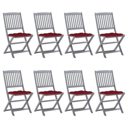 vidaXL - Inklapbare - stoelen - 8 - st - met - kussens - massief - acaciahout